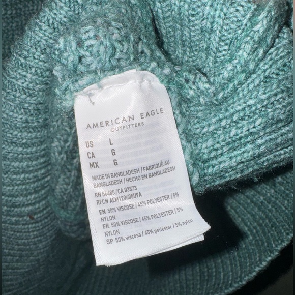 American Eagle Light Green Oversized Knit Turtleneck Sweater Size Large - Picture 5 of 5